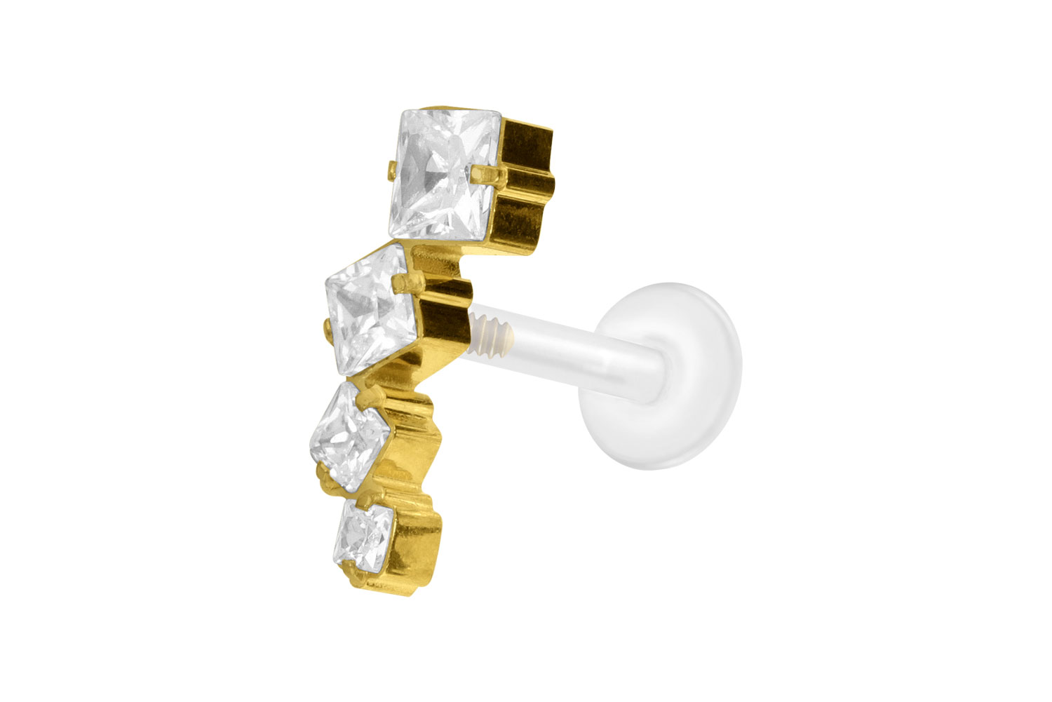 PTFE Labret Piercing mit Innengewinde + Titan-Aufsatz KRISTALLBOGEN